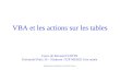 VBA et les actions sur les tables Cours de Bernard COFFIN Université Paris 10 – Nanterre / IUP MIAGE 1ère année Reproduction interdite sans laccord de