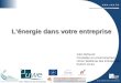Lénergie dans votre entreprise Inès Dehouck Conseiller en environnement Union Wallonne des Entreprises 010/47.19.43
