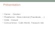 Présentation Genre : Gestion Plateforme : Sites internet (Facebook,...) Cible : Casual Concurrence : Cafe World, Treasure Isle