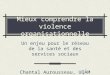 Mieux comprendre la violence organisationnelle Un enjeu pour le réseau de la santé et des services sociaux Chantal Aurousseau, UQÀM