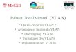Réseau local virtuel (VLAN) Quest-ce quun VLAN ? Avantages et limites du VLAN Overlapping VLANs Techniques des VLANs Implantation des VLANs
