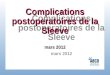 Complications postoperatoires de la Sleeve mars 2012