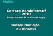 Commune de Prévessin-Moëns Compte Administratif 2010 Budget Annexe ZA du Clos de Magny Conseil municipal du 01/02/11 1