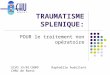 TRAUMATISME SPLENIQUE: POUR le traitement non opératoire SCVO 15/01/2009 Raphaëlle Audollent CHRU de Brest