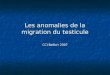 Les anomalies de la migration du testicule CCI Belfort 2007