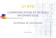 1 re STG COMMUNICATION ET RESEAU INFORMATIQUE Synthèse et conclusion Patrick DUPRE