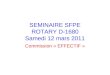 SEMINAIRE SFPE ROTARY D-1680 Samedi 12 mars 2011 Commission « EFFECTIF »