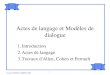 1 Violaine PRINCE LIRMM-CNRS Actes de langage et Modèles de dialogue 1.Introduction 2.Actes de langage 3.Travaux d'Allen, Cohen et Perrault