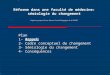 Réforme dans une faculté de médecine: sémiologie du changement Professeur Jacques Barrier, Nantes, Conseil Pédagogique de la CIDMEF Plan 1- Rappels 2-