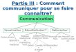 Partie III : Comment communiquer pour se faire connaître? Communication Optimisation*Démultiplication**Vampirisation Moyens de communication Partage des