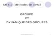 Promotion septembre 2012-2015 - IV1 UE 6.1 : Méthodes de travail GROUPE ET DYNAMIQUE DES GROUPES