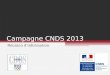Campagne CNDS 2013 Réunion dinformation. Sommaire 1.Synthèse 2012 du CNDS dans la Nièvre, 2.Directives CNDS 2013, 3.Le dossier 2013, 4.Les informations