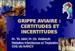 GRIPPE AVIAIRE : CERTITUDES ET INCERTITUDES Pr. Th. MAY, Pr Ch. RABAUD Maladies Infectieuses et Tropicales CHU de NANCY
