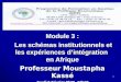 Module 3 : Les schémas institutionnels et les expériences dintégration Les schémas institutionnels et les expériences dintégration en Afrique Professeur