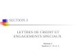 SECTION 3 LETTRES DE CREDIT ET ENGAGEMENTS SPECIAUX Module 2 Section 3 – Tr. n° 1