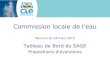 Commission locale de l'eau Réunion du 18 mars 2013 Tableau de Bord du SAGE Propositions d'évolutions