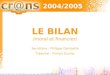 2004/2005 LE BILAN (moral et financier) Secrétaire : Philippe Gambette Trésorier : Florian Dumas Retrouvez ce document sur gambette/CRANS/Bilan.ppt