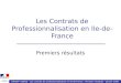 DRTEFP / SEPES – Les contrats de professionnalisation en Ile-de-France : Premiers résultats – Janvier 2006 Les Contrats de Professionnalisation en Ile-de-France