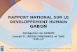 RAPPORT NATIONAL SUR LE DEVELOPPEMENT HUMAIN GABON Délégation du GABON Joseph P. IBOUILI MAGANGA et Taïb DIALLO BMRDH/BRA Atelier Technique Regional sur