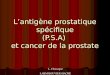 Lantigène prostatique spécifique (P.S.A) et cancer de la prostate L. Chassagne LABM BOUVIER-HACHE