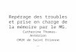 Repérage des troubles et prise en charge de la mémoire par le MG. Catherine Thomas-Antérion CM2R de Saint Etienne