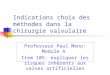 Indications choix des méthodes dans la chirurgie valvulaire Professeur Paul Menu: Module A Item 105: expliquer les risques inhérents aux valves artificielles