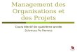 1 Management des Organisations et des Projets Cours électif de quatrième année Sciences Po Rennes