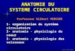 Cours IFSI 2003 ANATOMIE DU SYSTEME CIRCULATOIRE Professeur Gilbert VERSIER 1- organisation du système circulatoire 2- anatomie - physiologie du coeur