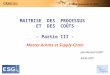 MAITRISE DES PROCESSUS ET DES COÛTS - Partie III - Master Achats et Supply-Chain Jean-Bernard GUIDT Année 2007