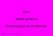 CAP Petite Enfance Présentation de la réforme Académie de la Guadeloupe – IEN – ET SBSSA Janvier 2009
