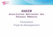 ANREM Association Nationale des Réseaux Mémoire Présentation Projet de développement