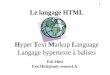 1 Le langage HTML Hyper Text Markup Language Langage hypertexte à balises Eric Hitti Eric.Hitti@univ-rennes1.fr