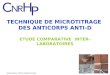Agn¨s Mailloux, CNRHP, H´pital St Antoine TECHNIQUE DE MICROTITRAGE DES ANTICORPS ANTI-D ETUDE COMPARATIVE INTER-LABORATOIRES