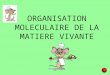 ORGANISATION MOLECULAIRE DE LA MATIERE VIVANTE