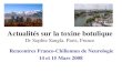 Actualités sur la toxine botulique Dr Sophie Sangla. Paris, France Rencontres Franco-Chiliennes de Neurologie 14 et 15 Mars 2008