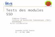 Tests des modules SSD Stéphane Plumeri Institut de Recherches Subatomiques (IReS), Strasbourg ALICE collaboration Journées ALICE France 23 – 24 Mai 2004