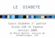 LE DIABETE Cours Diabète 1° partie Ecole IDE St Egrève Janvier 2009 Dr Marie Muller, service de diabétologie, CHU