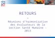 RETOURS- Réunions dharmonisation des évaluateurs de la section Santé Humaine - 2013 1