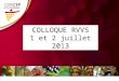COLLOQUE RVVS 1 et 2 juillet 2013. A lorigine (1990): une initiative professionnelle bourguignonne 8 membres fondateurs (parité recherche/profession)