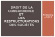 Printemps 2013 DROIT DE LA CONCURRENCE ET DES RESTRUCTURATIONS DES SOCIÉTÉS 1