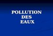 POLLUTION DES EAUX. Introduction I. Généralités I. Généralités1.Définition 2. Origine 3.Différents types de pollution 4.Conséquences de la pollution des