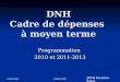 01 dec 2010 CRESI-CDMT DNH Cadre de dépenses à moyen terme Programmation 2010 et 2011-2013 JPDH Essonne-Sahel