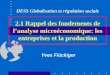 2.1 Rappel des fondements de lanalyse microéconomique: les entreprises et la production Yves Flückiger DESS Globalisation et régulation sociale