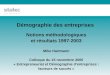 Démographie des entreprises Notions méthodologiques et résultats 1997-2003 Mike Hartmann Colloque du 15 novembre 2005 « Entrepreneuriat et Démographie