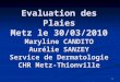 1 Evaluation des Plaies Metz le 30/03/2010 Maryline CANDITO Aurélie SANZEY Service de Dermatologie CHR Metz-Thionville