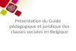 Présentation du Guide pédagogique et juridique des clauses sociales en Belgique
