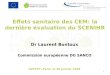1 Effets sanitaire des CEM: la dernière évaluation du SCENIHR Dr Laurent Bontoux Commission européenne DG SANCO OPECST, Paris, le 29 janvier 2009