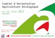 Comité dOrientation Agriculture Biologique Le 12 Juin 2013 Angoulême Anne-Laure Veysset Damien Roy 1