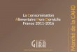 La Consommation Alimentaire Hors Domicile France 2011-2016 Marché de la CAHD