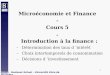1 Solvay Business School – Université Libre de Bruxelles Microéconomie et Finance - Cours 5 - Introduction à la finance : –Détermination des taux d intérêt